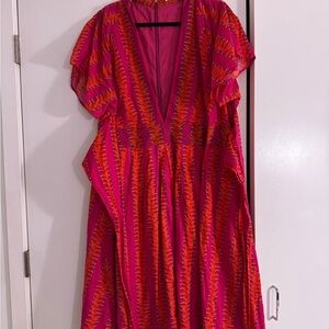 eShakti Pink and Orange Patterned Dress XXL